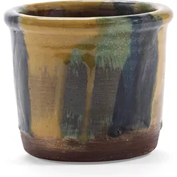 Glazed Shades Übertopf 11 cm, gelb-blau