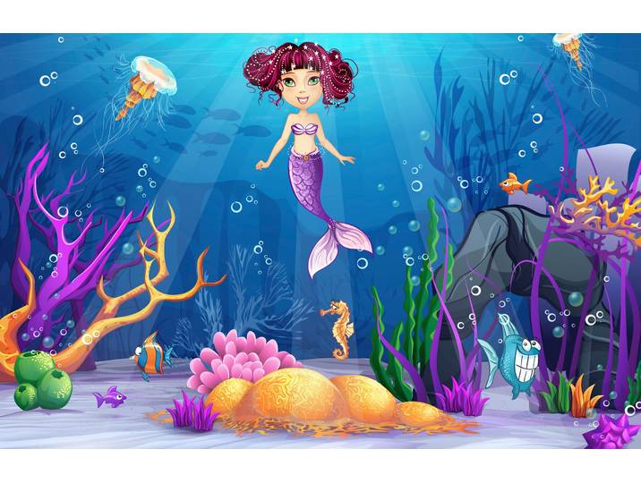 Papermoon MEERJUNGFRAU-MEER FISCHE KORALLEN RIFF UNTERWASSER DEKO