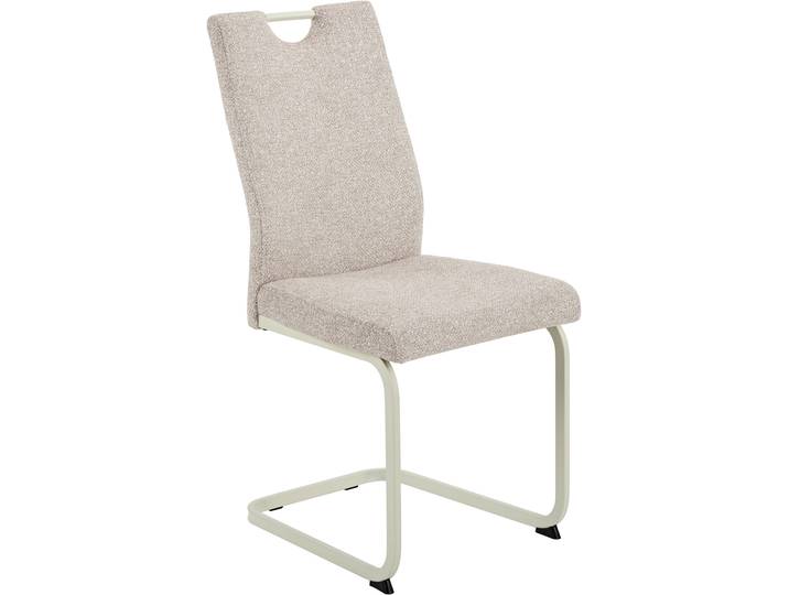 Freischwinger HELA TIVOLI , beige (creme, perlweiß, perlweiß, creme), B:43,5cm H:97cm T:60,5cm, Metall, Polyester, Stoff, Stühle, Freischwinger, Freischwinger, Gestell Perlweiß, mit Griff, 140kg belastbar
