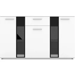 SIDEBOARD Formilo Weiß Matt 140,4/80/40,2 cm – Kommode mit Schublade
