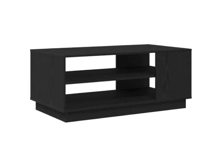 Tmriohed Couchtisch Schwarz Eichen-Optik 102x55x43 cm Holzwerkstoff Moderne Wohnzimmertisch-Ablage mit 2 offenen Fächern für Getränke, Bücher und Dekoration. Stabil beladbar bis 75 kg.