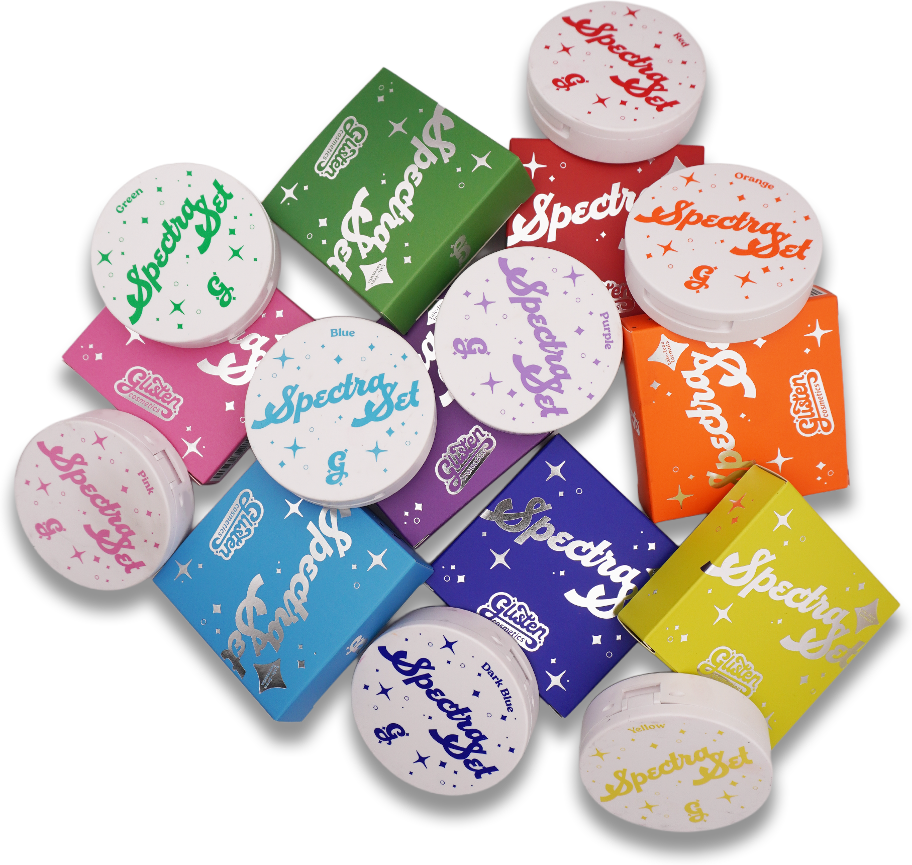 Spectra Set Rainbow Bundle - Colourful Pressed Powder - Glisten Cosmetics