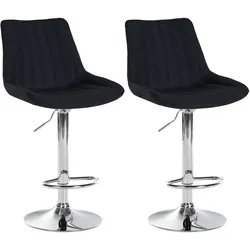 CLP 2er Set Barhocker Toni Stoff chrom   Farbe: schwarz, Material Gestell: Metall in Chromoptik