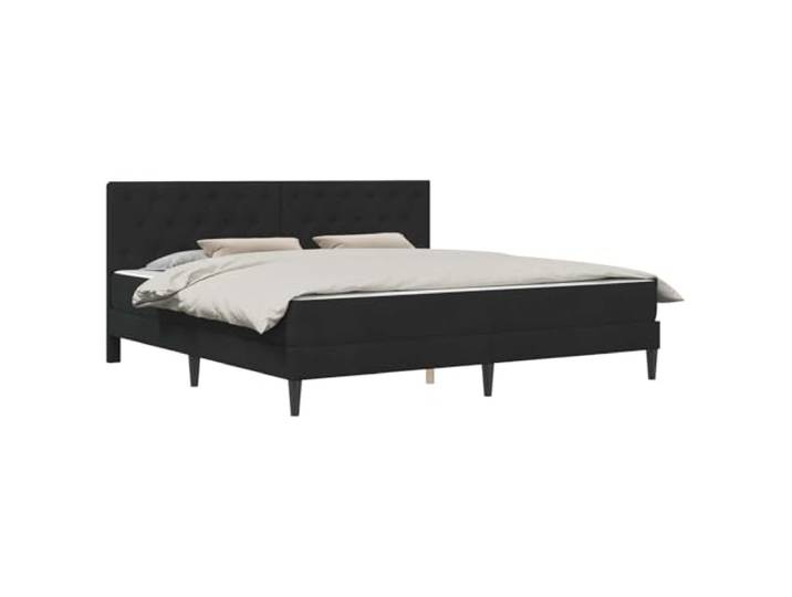 Bettgestell, Velours, Schwarz, mit Matratze, 180 x 200 cm, Kopfteil Schmutzabweisendes Velours, robuste Sperrholzstruktur, fester Lattenrost, stabile Kunststofffüße, Aufbewahrung unter dem