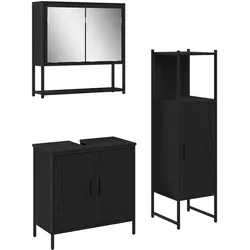 vidaXL Badezimmermöbel-Set mit Regal 3 pcs Schwarz Holzwerkstoff