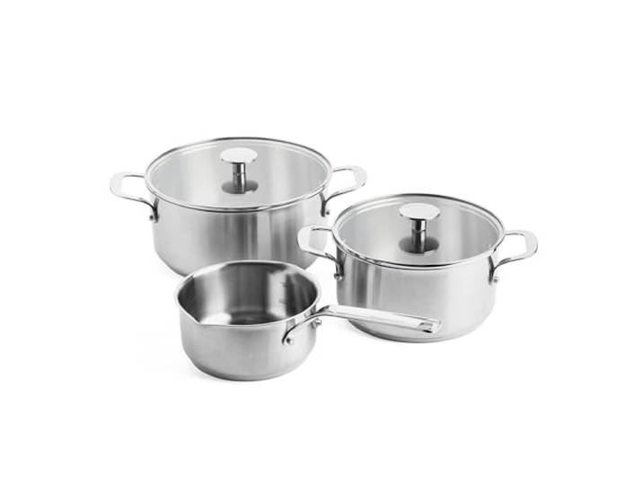 KitchenAid Stainless Steel 5-teiliges Kochgeschirr-Set, 3-lagige Antihaftbeschichtung, induktionsgeeignet, backofenfest, spülmaschinenfest, silber