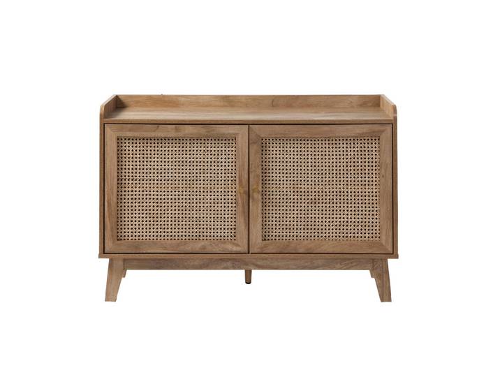 Calicosy Sideboard 2 türen mit rattan-geflecht - palmo 110/39/74,5 cm, Apfelbaumfarben, Holzwerkstoff, 39x74.5x110 cm, Kleinmöbel, Kommoden, Sideboards
