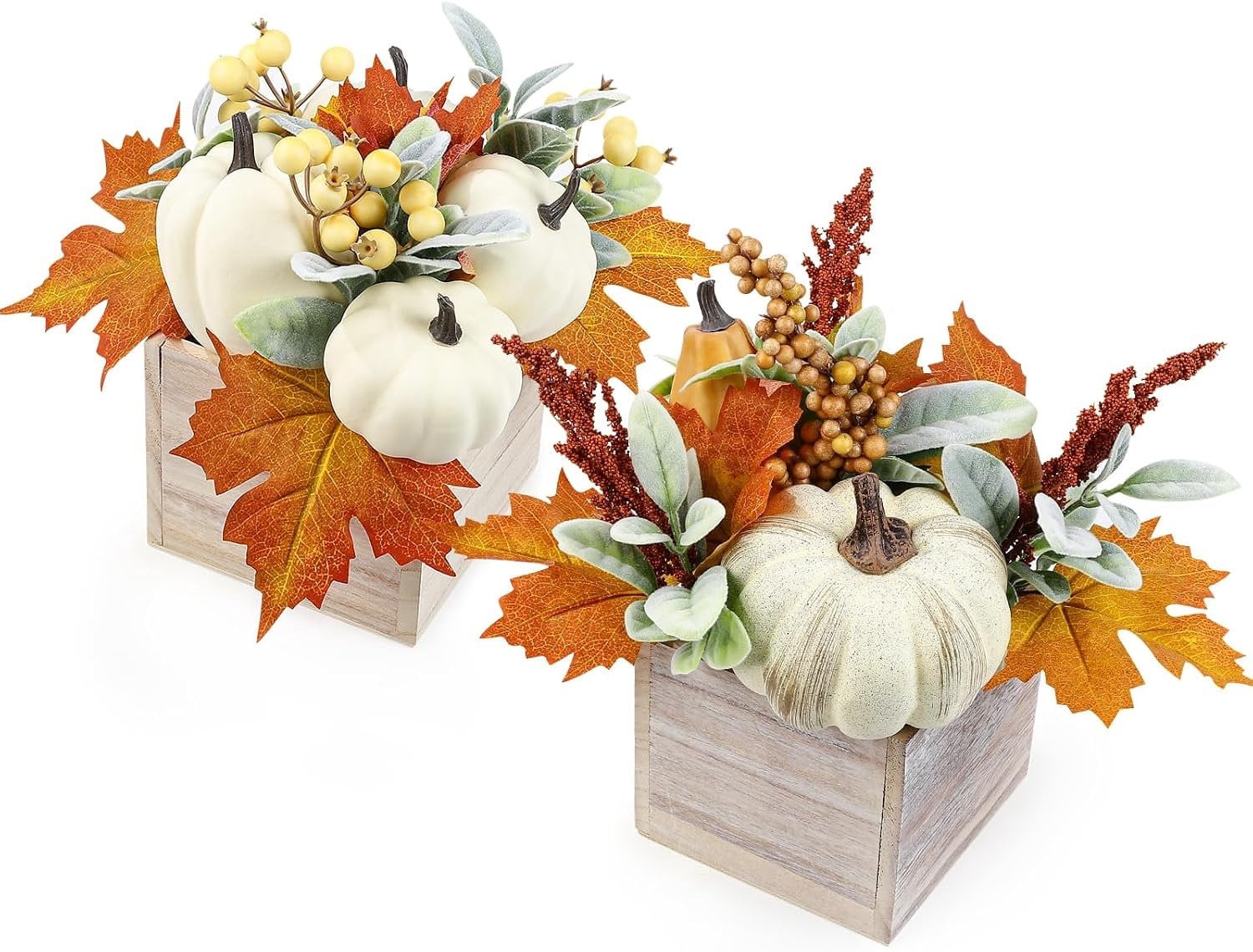 ServiceTopper Set van 2 Rustieke Kunstmatige Schuim Pompoenen voor Herfstdecoratie