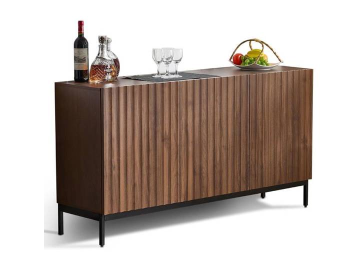 Buffet armoire décorative moderne du milieu du siècle 3 portes étagères réglables pour salon salle à manger bureau