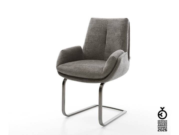 Freischwinger Clea-Flex Bouclé Soft Schlamm Freischwinger flach Graphit, Esszimmerstühle
