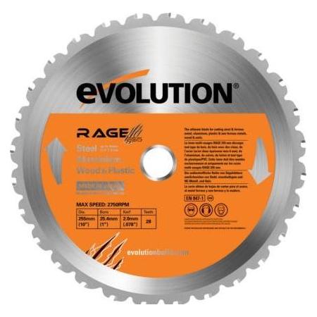 Evolution Mehrzweck-HM-Sägeblatt RAGE 255x25,4mm Z28 (EVO-255-MULTI)