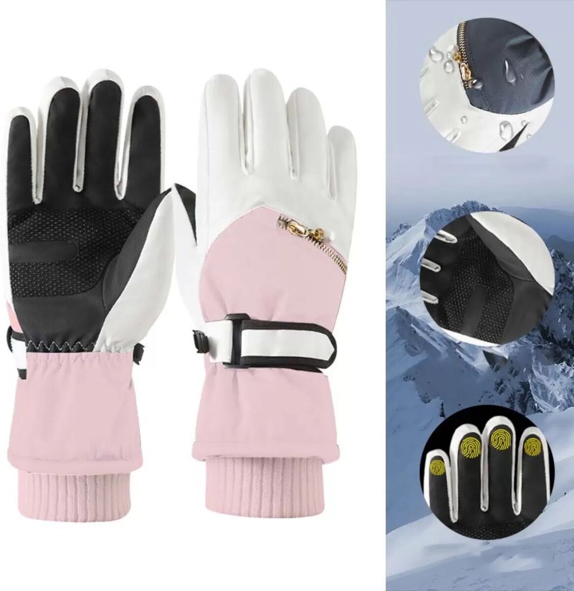 INF Touchscreen-Skihandschuhe - Wasserdichte, isolierte Winterhandschuhe für Radfahren & Schneesport Rosa
