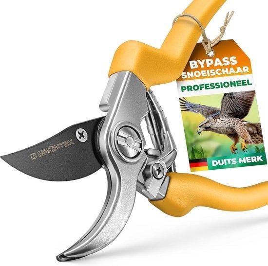 Ergonomische bypass-snoeischaar met SK5-stalen messen in het geel