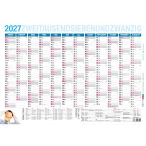 itenga Tafelkalender 33101965 mit Ferien- & Feiertagsübersicht, aus 350 g/m² Karton, 12 Monate = 1 Seite, A4, Jahr 2027
