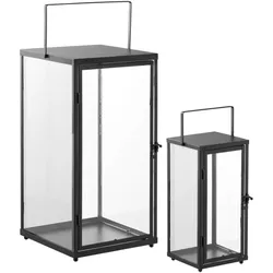 House Nordic Ibra Laternen 2er-Set Schwarz, Schwarz - 15x15x32 cm & 25x25x50 cm