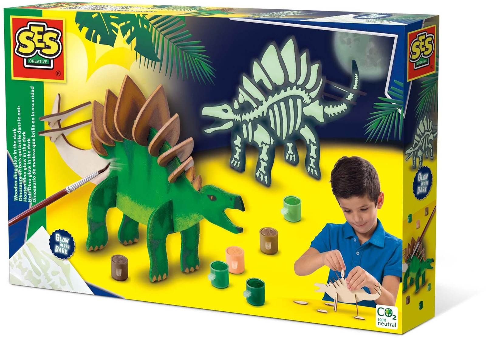SES Creative Glow in the Dark Wooden Dinosaur Craft Kit