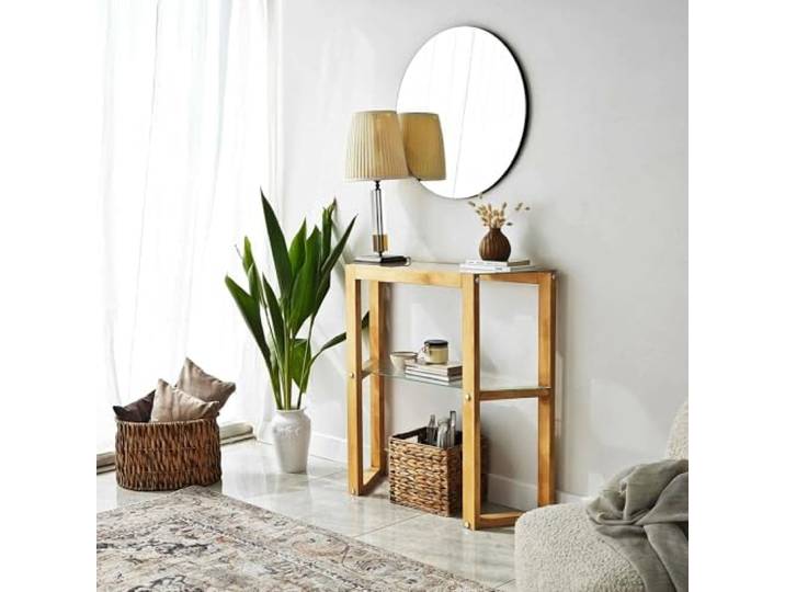 Dmora Konsole Euphoria 85x31x85h cm Braun, 1 Regal, 2 Fächer