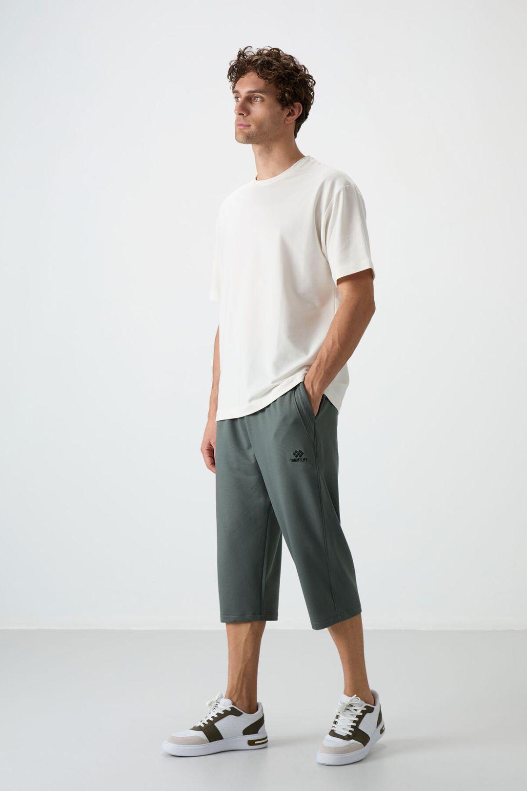 Herren Mid-Waist Weitbeinige Capri-Shorts
