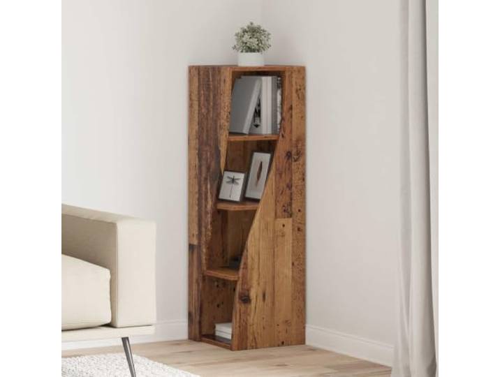 HPUYRFG Eckschrank 32x32x102cm Holzwerkstoff Altholz Standregal Wohnzimmer Matte Oberfläche, platzsparendes Eckdesign, viel Stauraum, robuste Konstruktion, moderne Optik