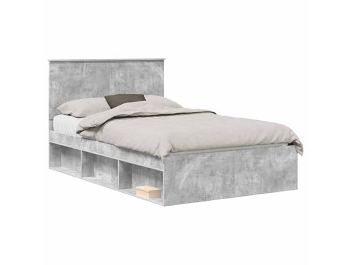 PUGYNBK Beton Bettgestell 120 x 190 cm Kiefer massiv Sockel mit festen Dielen, minimalistisches Design, vielseitig einsetzbar, einfache Reinigung