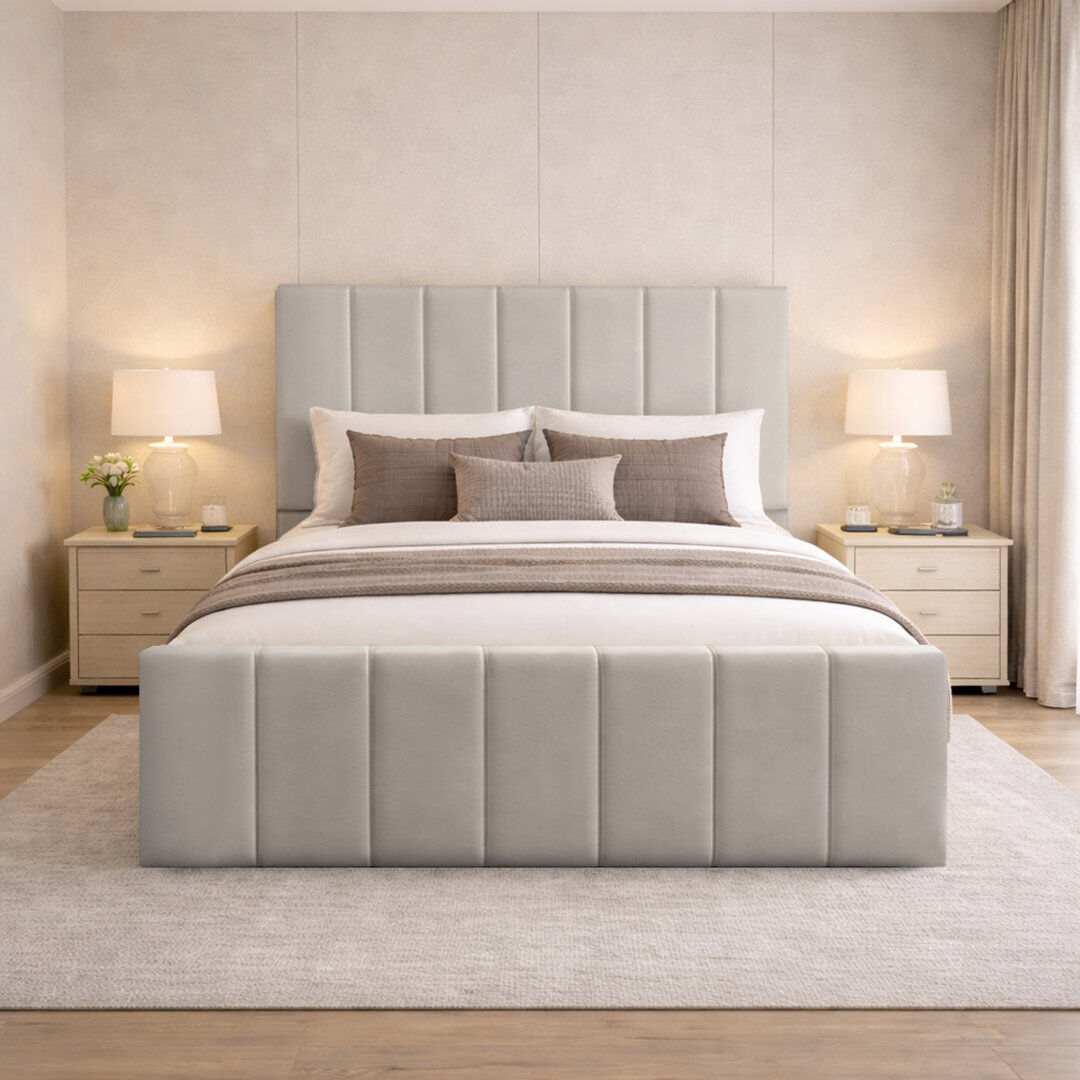 17 Stories Connell Upholstered Storage Bed Frame Silver Kingsize (5')