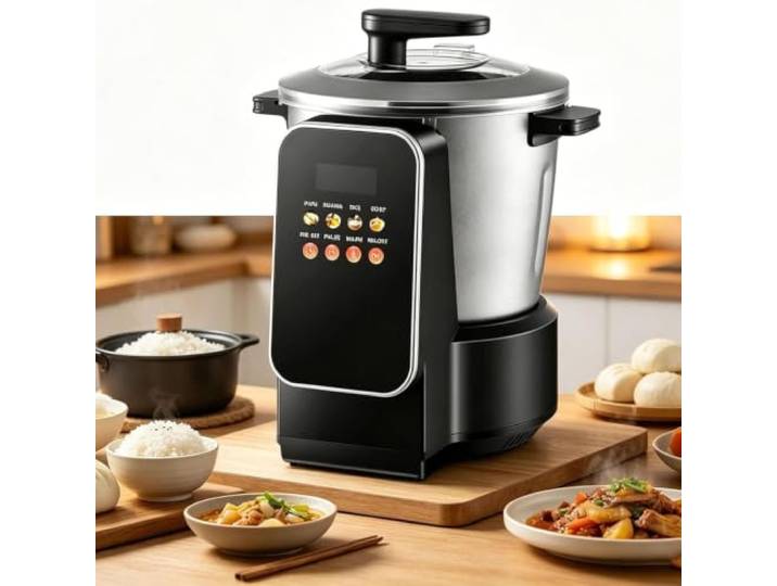 Schwalbenmachermaschine, elektrische Maschine for Zerstoßen von Yamswurzeln Afrikanische Küchenmaschine mit großem Fassungsvermögen, 6L,mit LED-Touchscreen und Timer,Edelstahl,Nshima,Suppe,Banku,Amala
