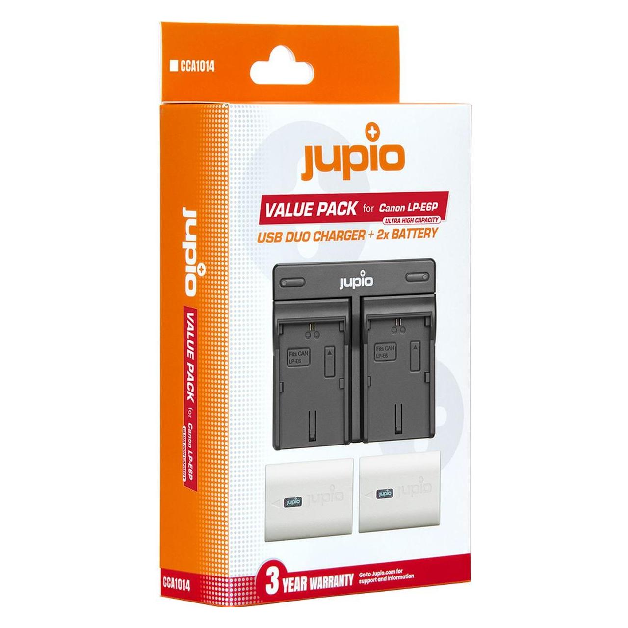 Jupio Batteria LP-E6P Ultra 2600mAh Caricabatterie Doppio USB (Kamera Akku, Kamera Akku Ladegerät) (CCA1014)