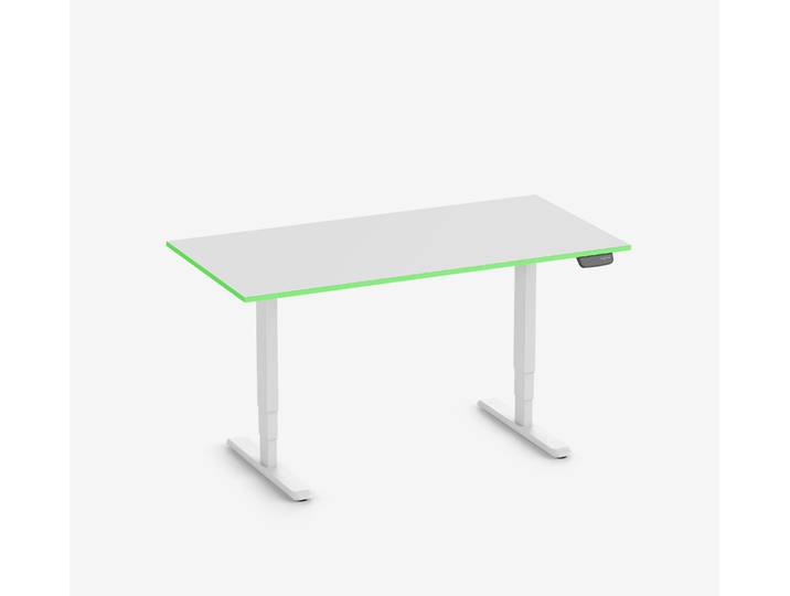 Primus Gamingschreibtisch Rechteck, Weiß Klassik Acid Green 160x80
