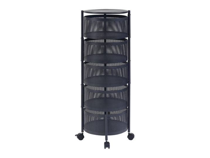 [en.casa] Rollwagen Steigen, Schwarz, Metall, 5 Fächer, Rollen, 33x89.5x33 cm, Esszimmer, Servierwagen