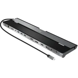 j5Create Triple Display Dock (USB-A, USB-C, 12 Ports), Dockingstation + USB Hub, Schwarz, Silber