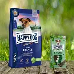 Happy Dog Supreme Mini France 4 kg + Happy Dog Dental Snacks Dental Sticks Mini *geschenkt*