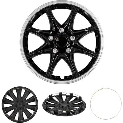 Cobra Tek CBK-HP099-15-KC 4 Black Silver Hubcaps Wheel Cover