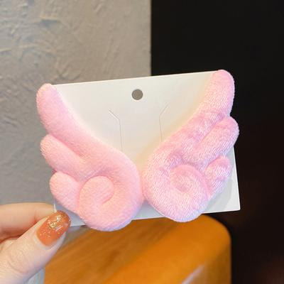 Fusion Finds Angel Wing Hair Clips For Girls Plush White Costume Barrettes Set pink