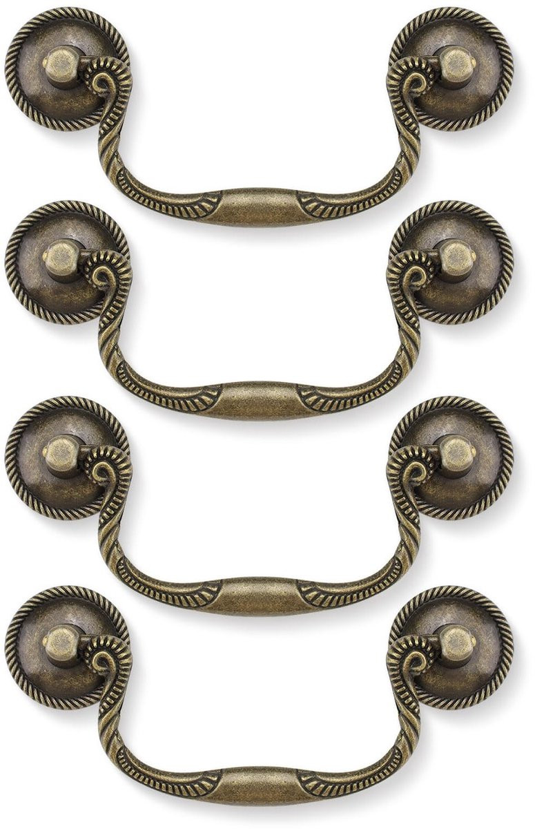 Antieke Bronzen Ladehandgrepen - 4 stuks - 3,9 inch C-C