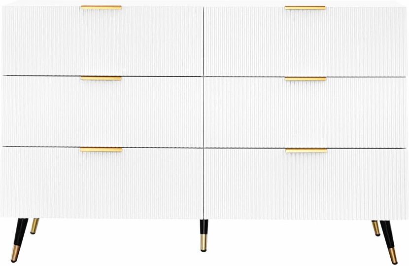 Urban Meuble Aparador elegante blanco diseño moderno, 6 cajones tiradores