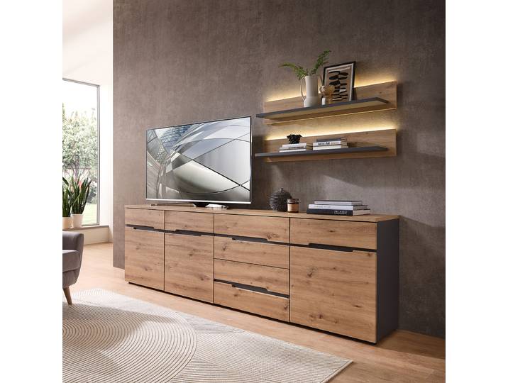 Sideboard 230 cm 230 x 76 x 44cm Braun/Eiche Artisan Dekor