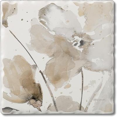 CounterArt Absorbent Stone Tumbled Tile Coasters, Abstract Floral II, Set of 4