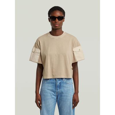 T-Shirt G-STAR "Washed Mix Boxy Cropped T-Shirt", Damen, Gr. M, beige (dk brick gd), Obermaterial: 100% Baumwolle, Shirts T-Shirt