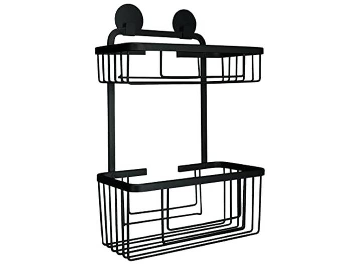 Kleine Wolke Doppelkorb rechteckig Rocco, Wandaccessoire, Farbe Schwarz, Material: Aluminium