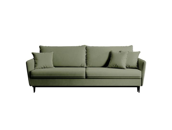 Dreisitziges ausklappbares Sofa Volio in Salbeigrün, samtig,