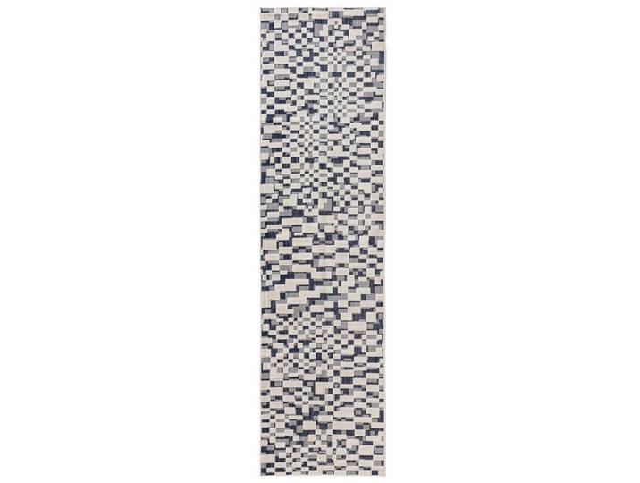 benuta Outdoorteppich Kaleo Blau/Weiß 70x200 cm, Kunststoff, Rechteckig, 70x200 cm, wasserabweisend, Teppiche und Böden, Teppiche, Outdoorteppiche