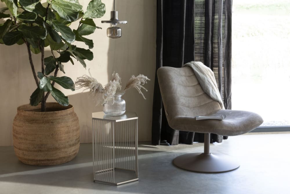 Zuiver Fauteuil lounge en velours doux beige Beige 81x85x67cm