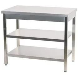 Gasfrit - ARBEITSTISCH  Zentraler Tisch mit 3 Ablagen 2500x600x850mm| Professioneller Arbeitstisch aus Edelstahl
