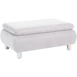 HOCKER Kaye Bezug Veloursstoff Metallfuß verchromt / creme