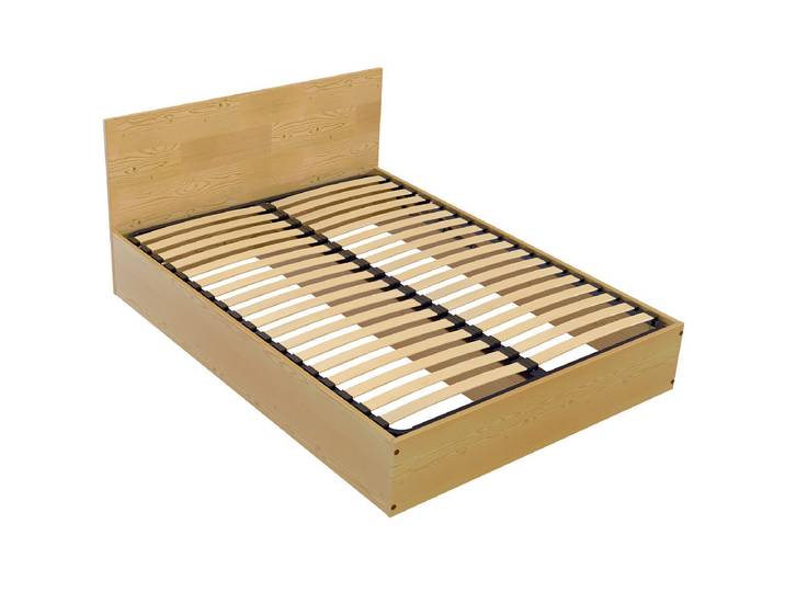 Lit coffre 2 places en bois avec tête de lit - 140x190 140x190 Miel