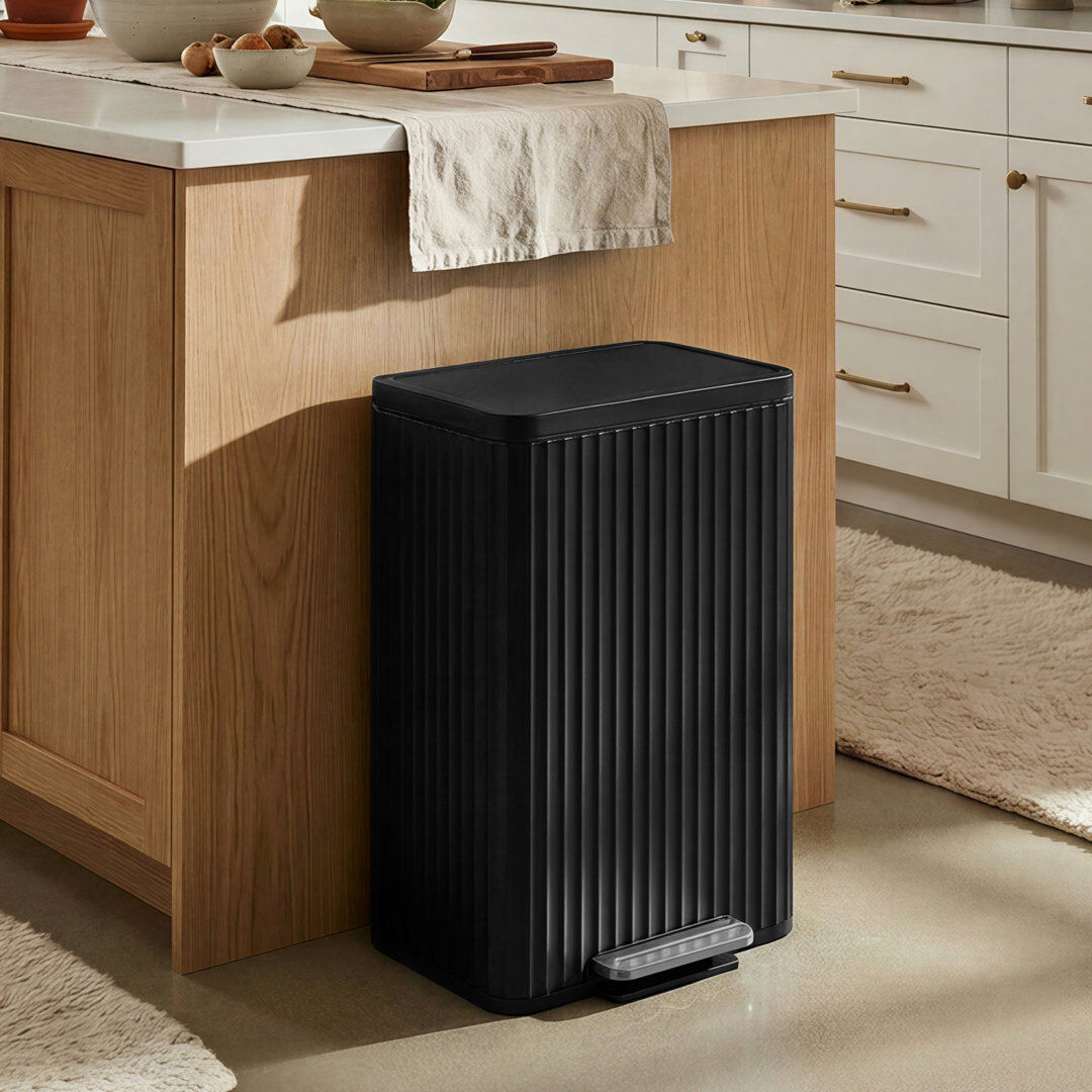 Songmics Steel Step On Kitchen Rubbish Bin Black 50L