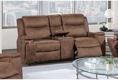 Esofastore Walnut Finish 1pc Manual Loveseat Built In Storage Cup Holders