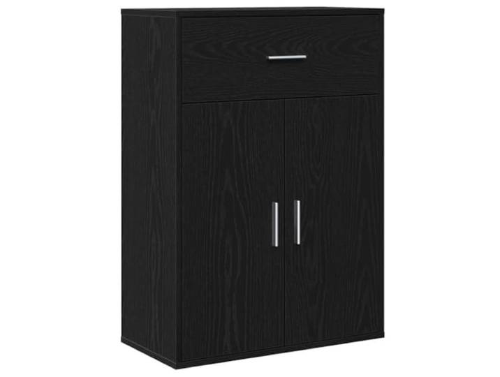 Sideboard Schwarz Eichen-Optik 60 x 30 x 84 cm Holzwerkstoff mit Türen Rechteckige Form, Scharniertüren, traditionelle Griffe, viel Stauraum, montiert geliefert