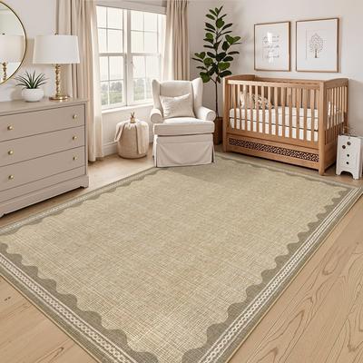 Garvee Scalloped Pattern Solid Area Rug
