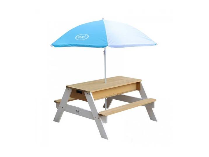 Axi - Table de pique-nique à sable et eau et parasol Marron et blanc